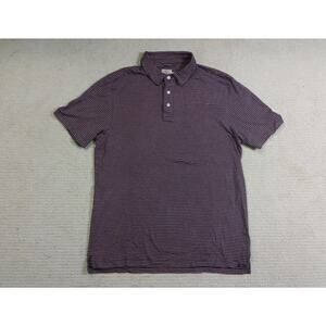 Faherty Short Sleeve Movement Polo Shirt Mens Large Blue Pink Striped